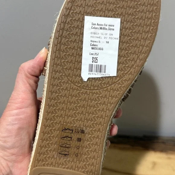 Michael Kors Ember Slip On Leather& Woven Espadrilles Size 10 A35 - Picture 12 of 13